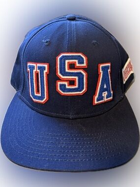 USA Snapback Hat Navy Blue Official Cap Adjustable Flat Brim Red White Blue